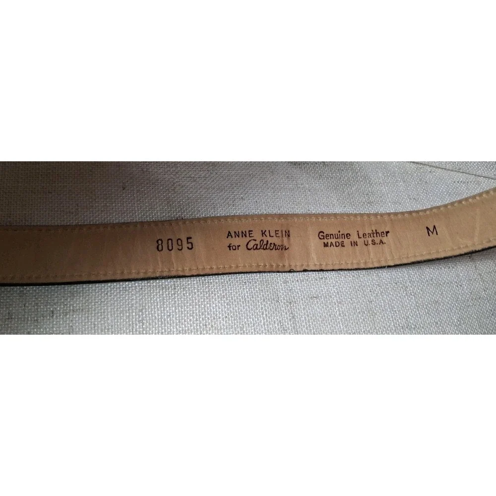 Vintage Anne Klein Calderon #8095 Medium BROWN Leather Belt 80's  Gold Front